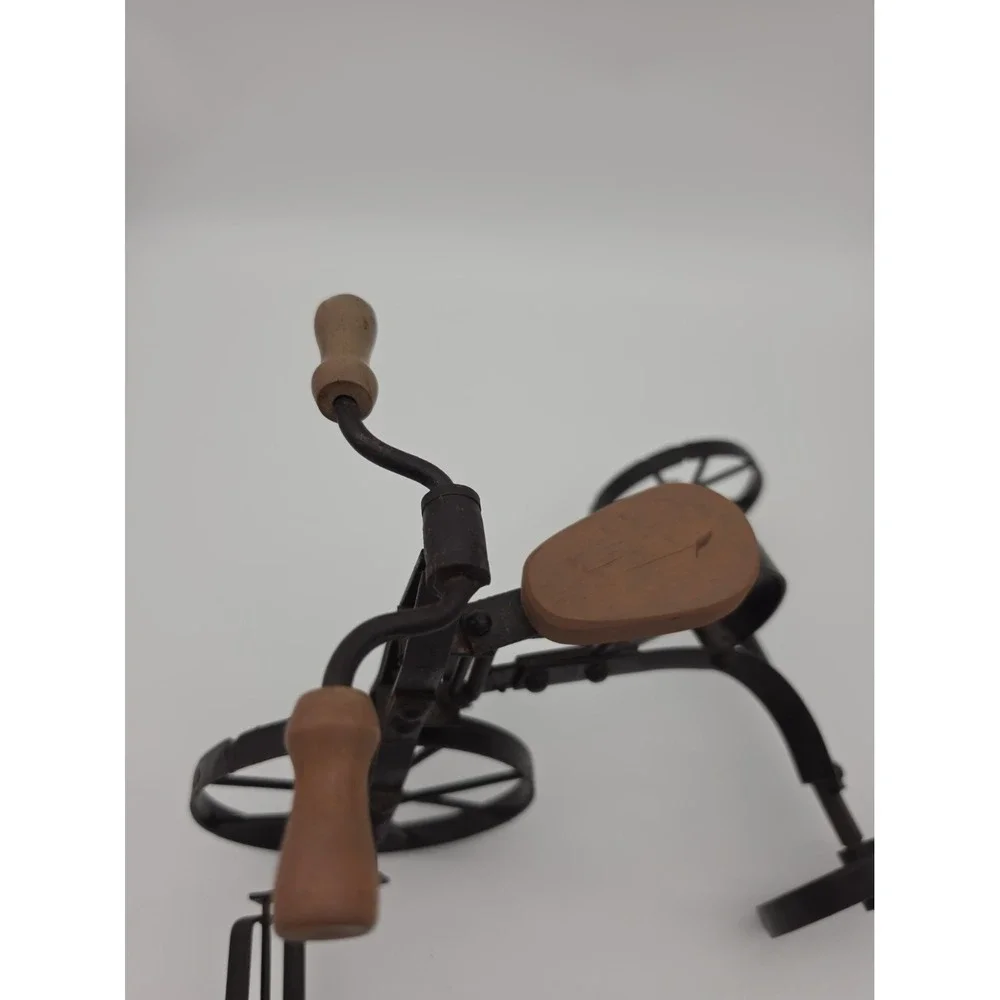 Vintage Salesman Sample/Toy/Doll Tri-Cycle Wood Seat Handles,Wrought Iron Frame!